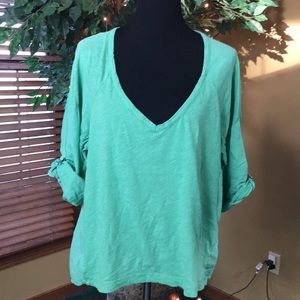 🛍Splendid 💯% cotton v-neck top. 3/4 sleeves. XL